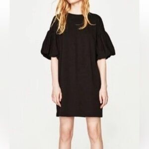 Zara Black Puff Sleeve Mini Dress